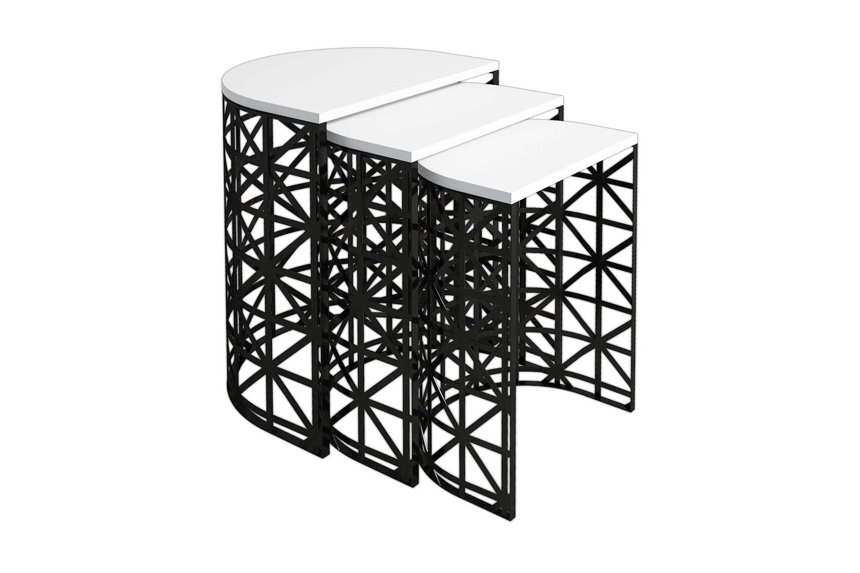 Satsbord Amtorp 46 cm Halvcirkel 3 Bord Vit Svart Möbler Chilli