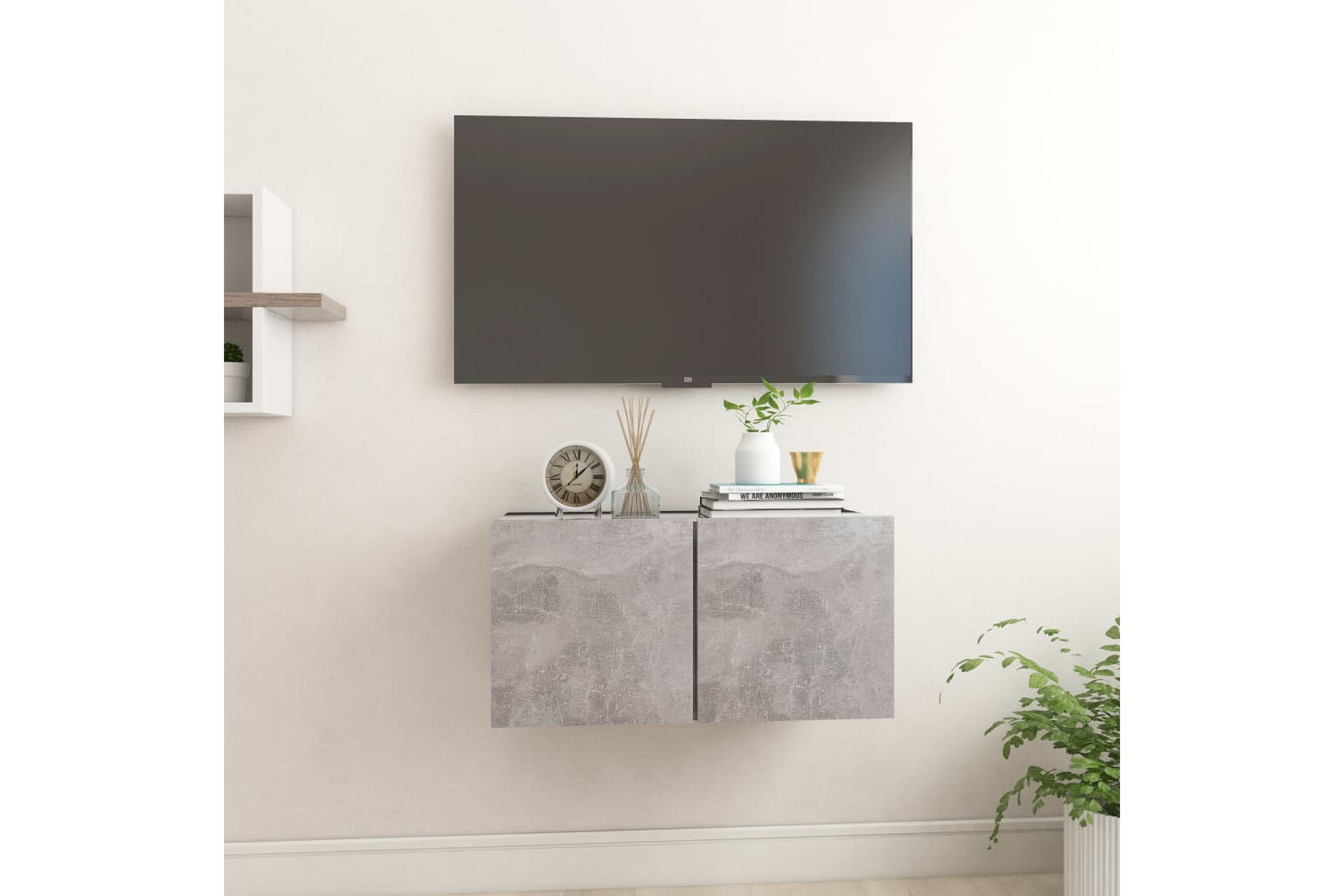 Be Basic væghængt tv skab 60x30x30 cm betongrå Grå Møbler Trademax