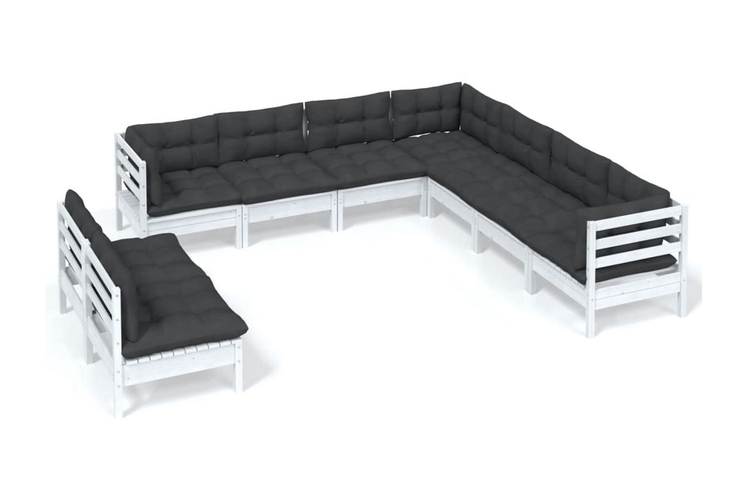 Loungegrupp Med Dynor Delar Vit Massiv Furu Utem Bler Furniturebox