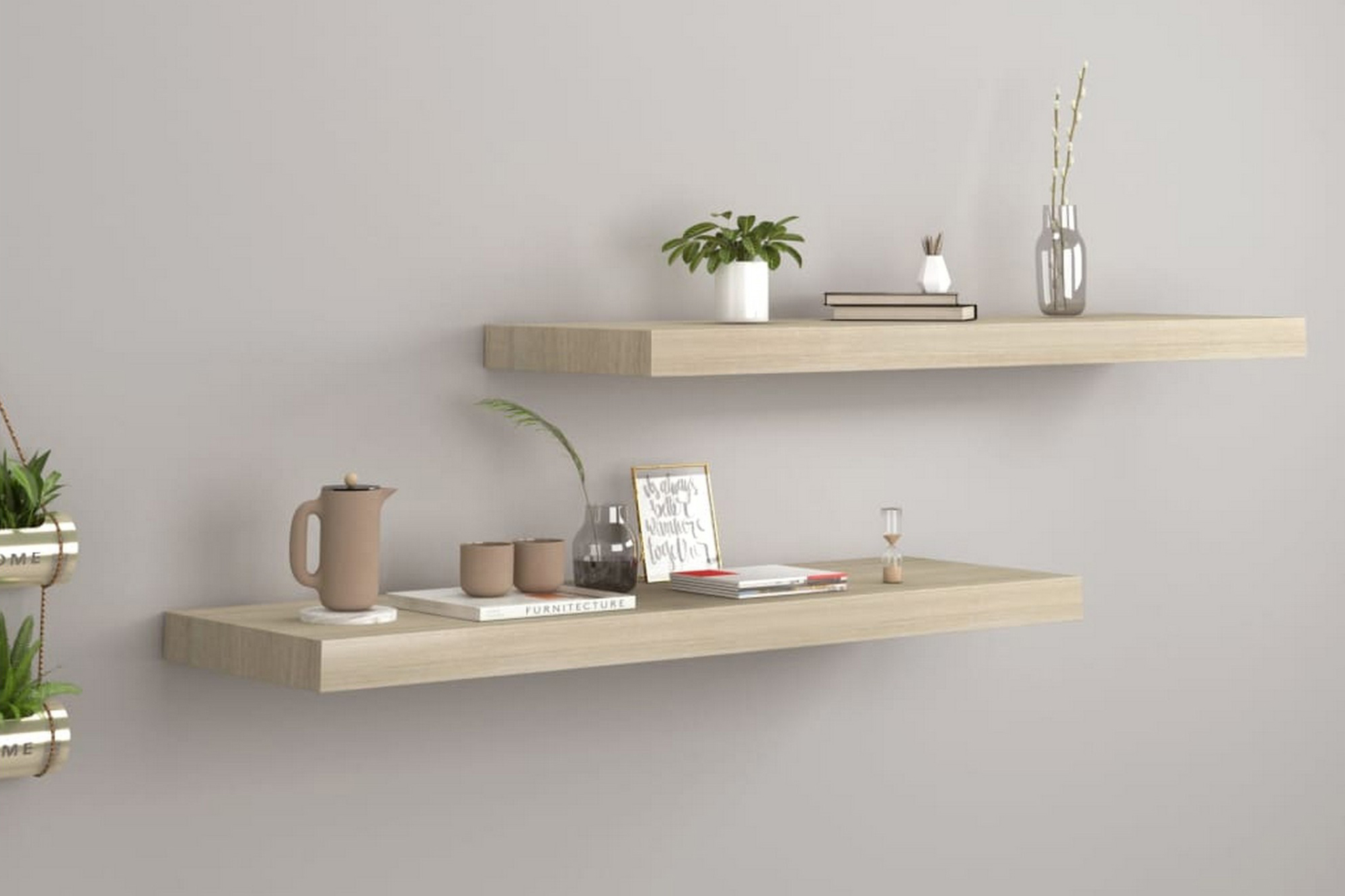 Be Basic Svävande Vägghyllor 2 St Ek 80x23,5x3,8 Cm MDF Brun ...