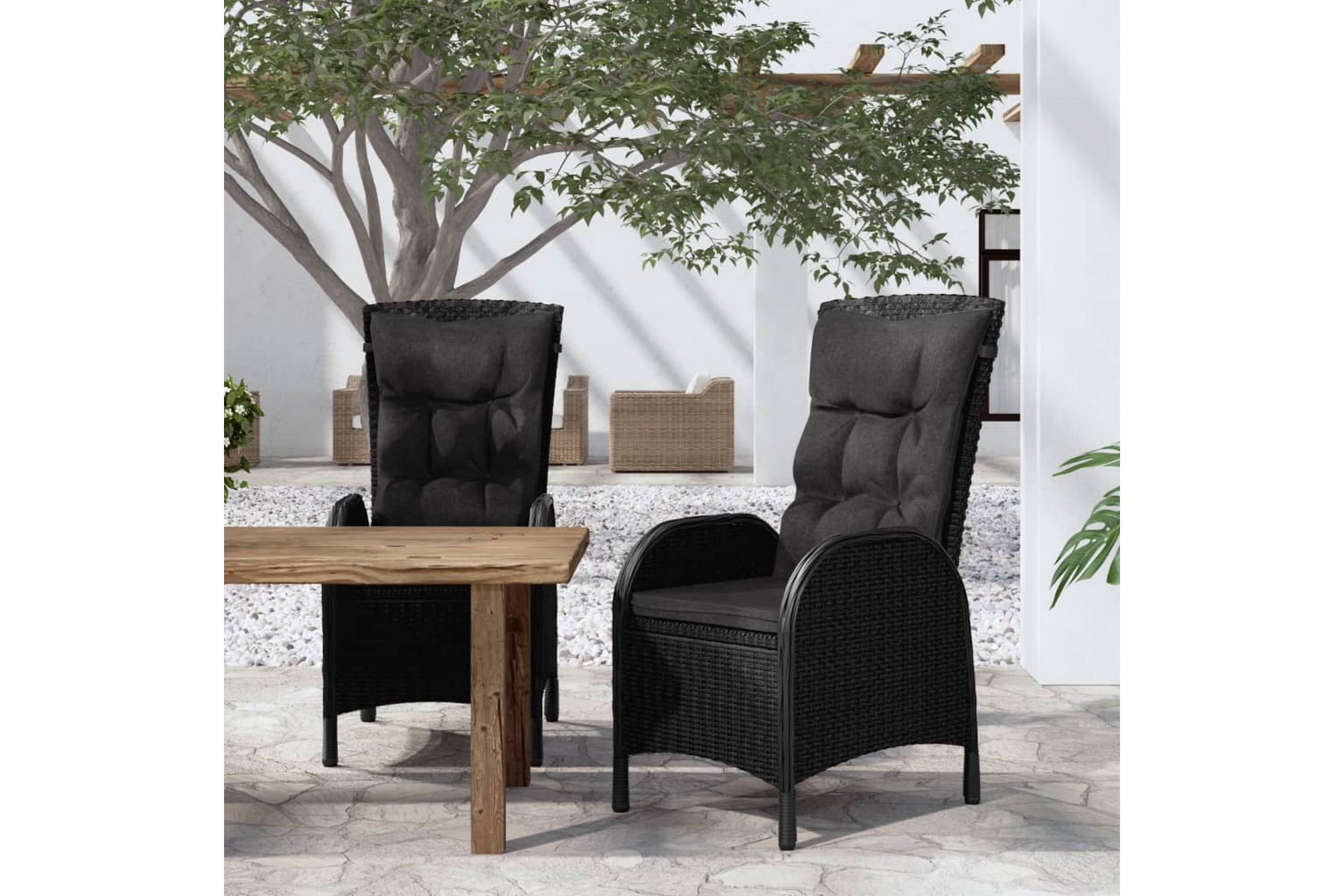 Be Basic Havestole 2 Stk. Polyrattan Sort Sort - Havemøbler - Black ...