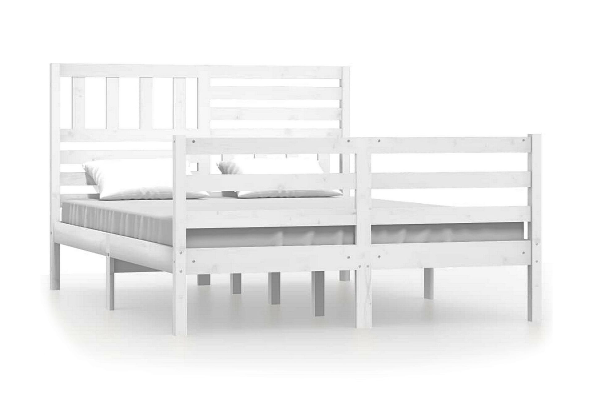 Sängram vit massivt trä furu 120x190 cm - Möbler - Furniturebox