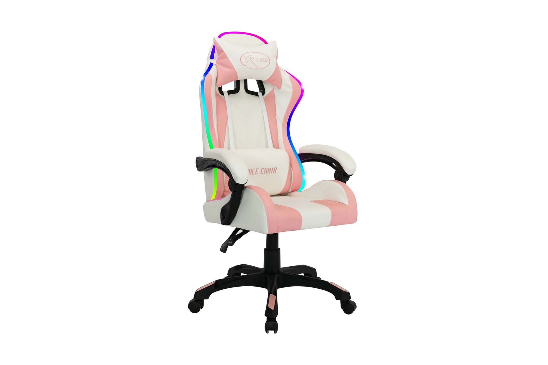Gamingstol med RGB LED-lampor rosa och svart konstläder - Möbler ...