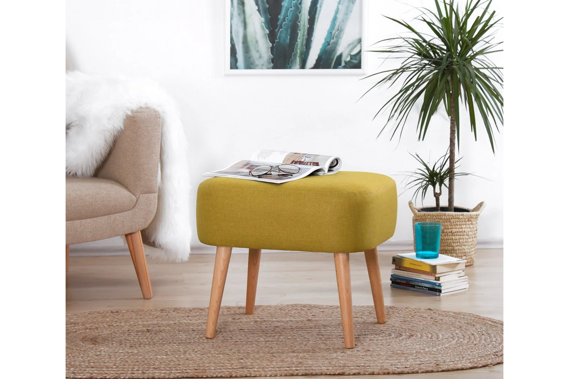Brokville Sittpuff 50 cm Gul - Möbler - Furniturebox