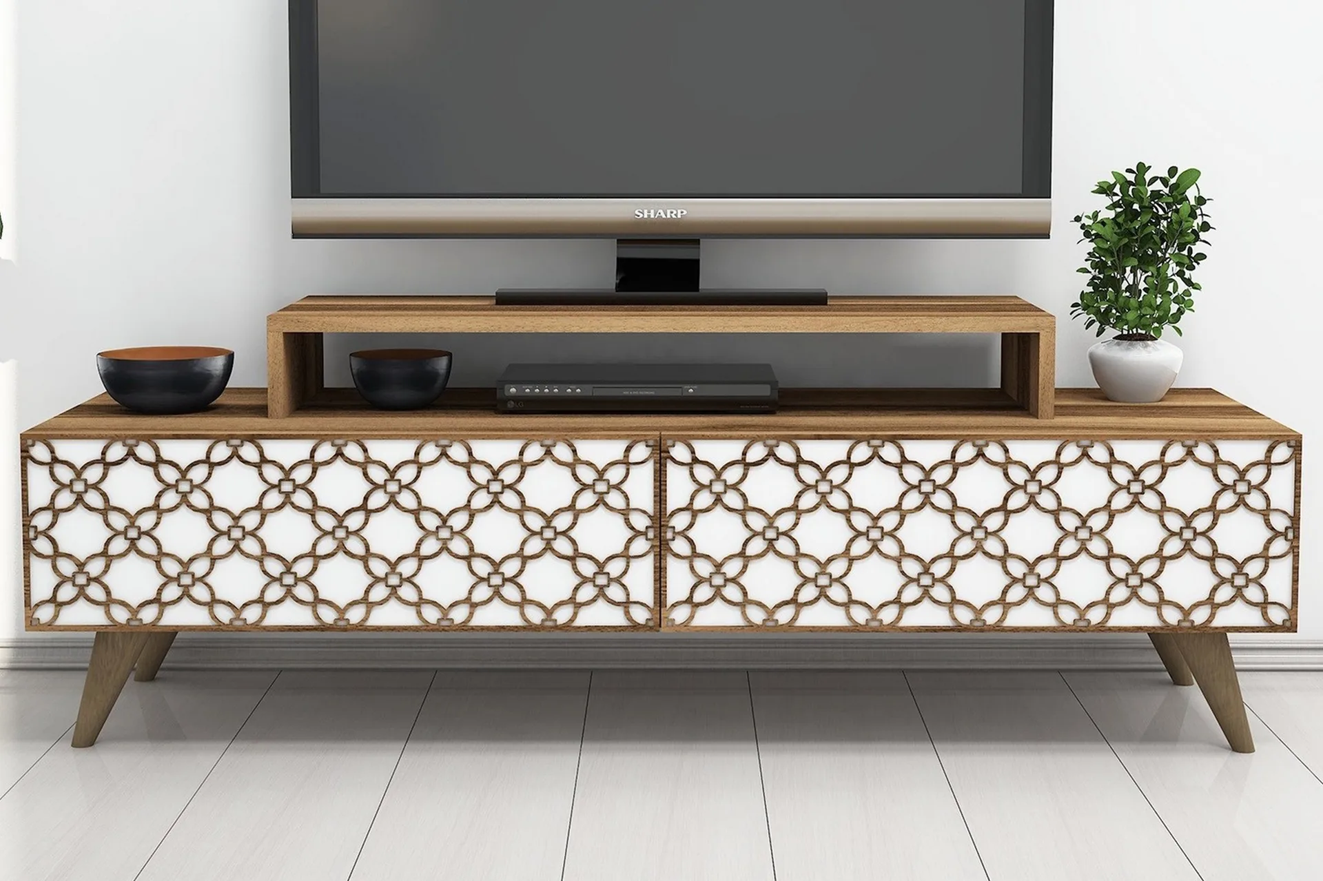 Tv-Benk Hvit 120X30X40,5 Cm Konstruert Tre