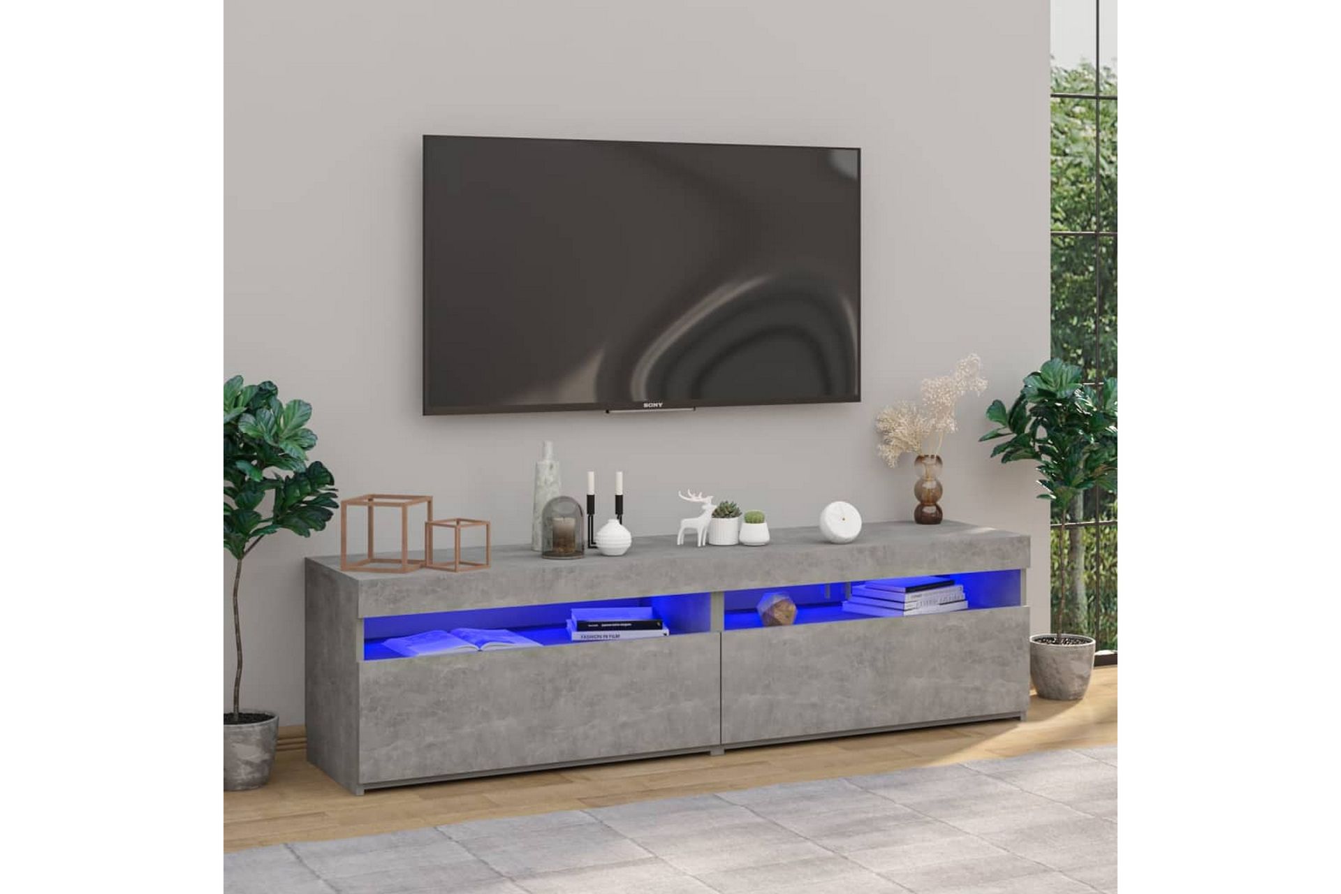 Tv-Benk Med Led-Lys Svart 40,5X30X102 Cm main image 1