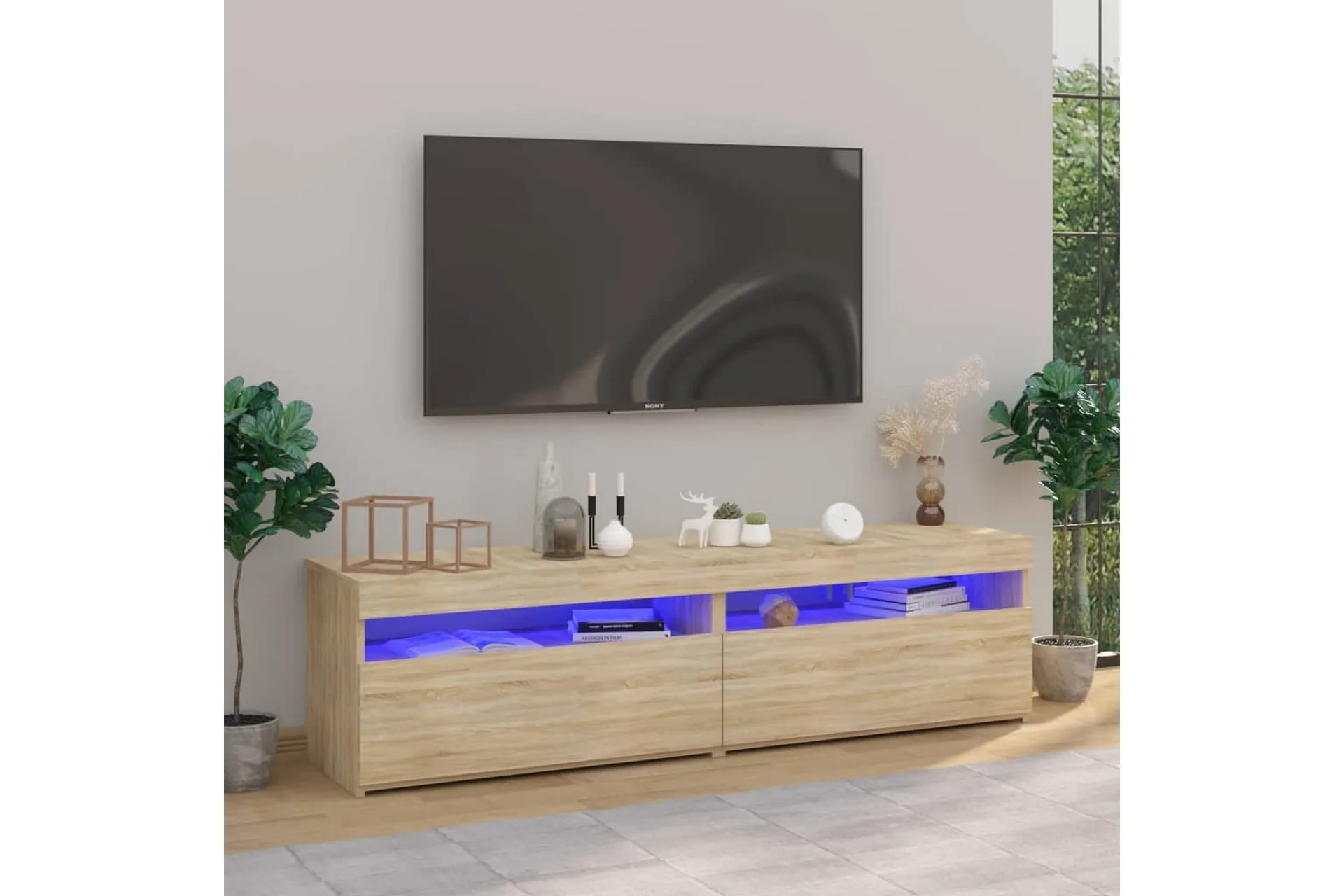 Tv-Benk Med Led-Lys Sonoma Eik 120X35X40 Cm