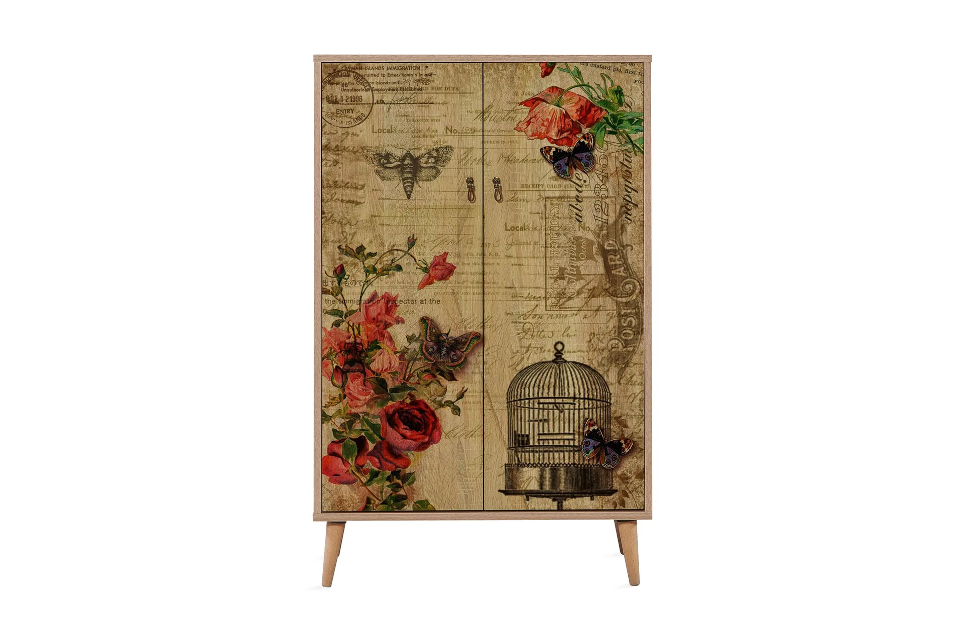 Vellavie Skab 80 cm Vintage Brun/Rød - Opbevaring | Trademax