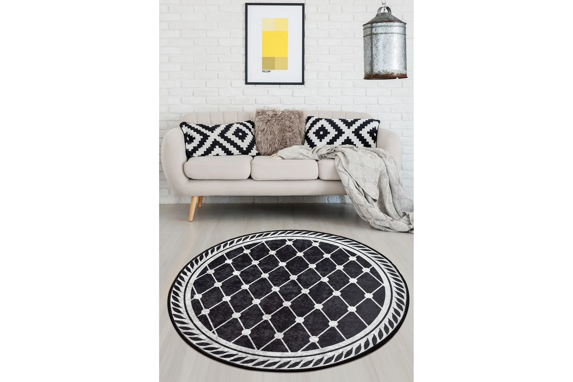 Maltempata Matta Rund 100 cm Flerfärgad/Sammet - Textil & mattor - Trademax