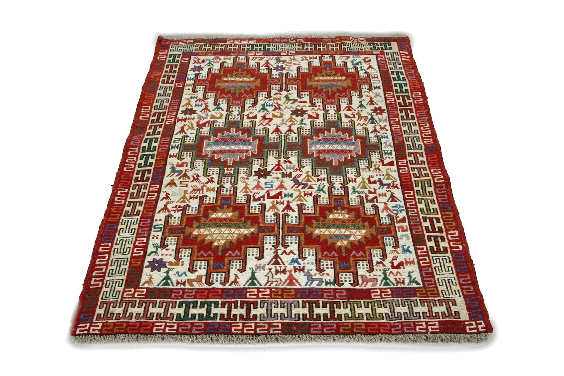 Handknuten Persisk Matta Varni 105x151 cm Kelim Creme/Röd - Textilier ...