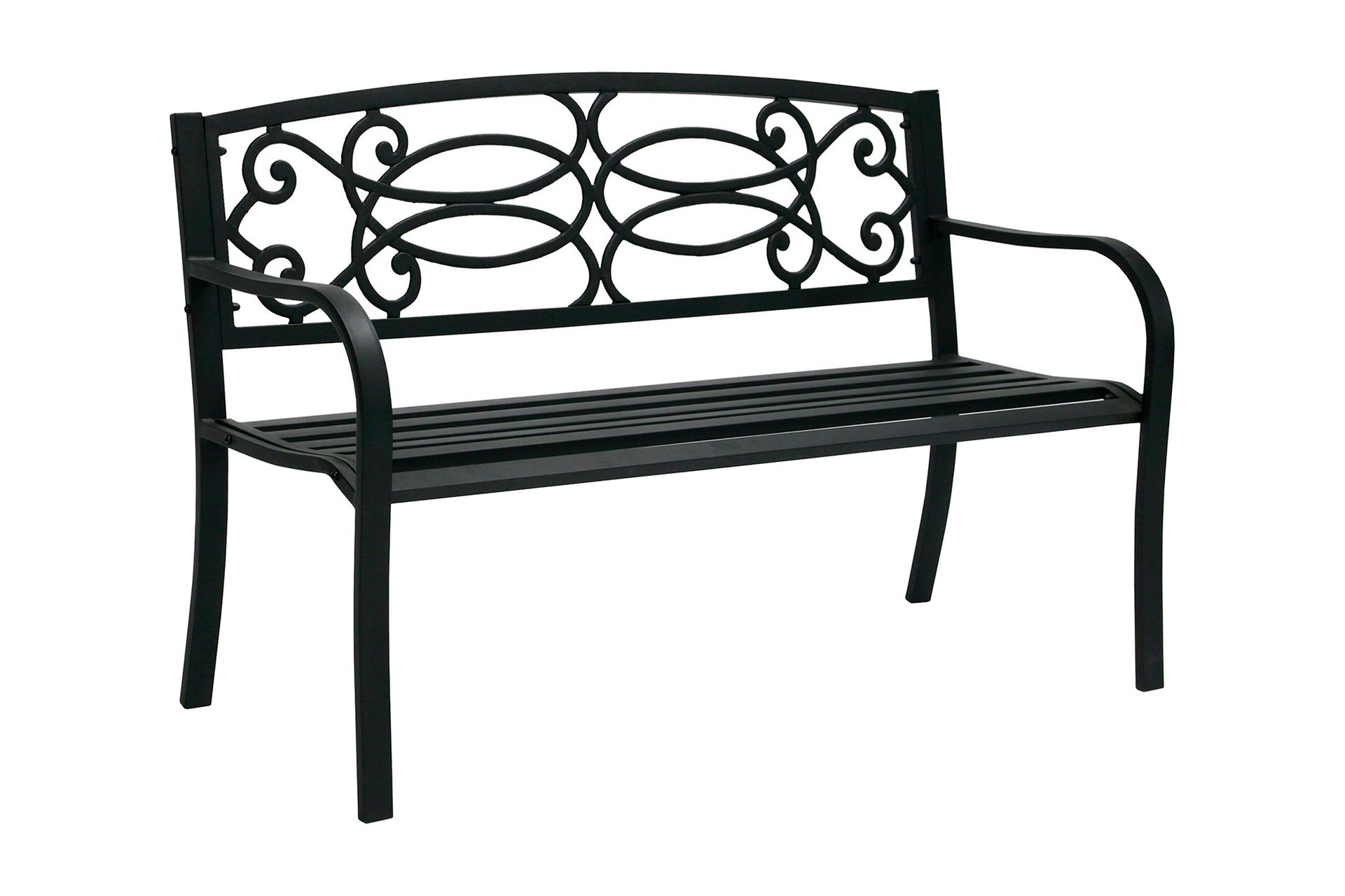 Bänk Utomhus Verde 128x59xh85 cm Stål Svart - Utemöbler - Trademax