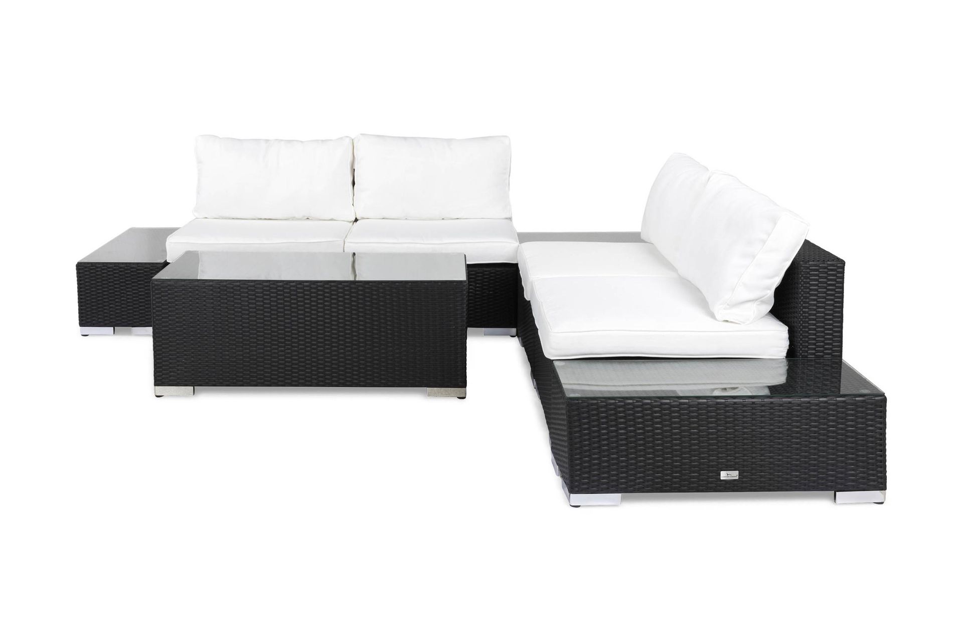 BAHAMAS Loungegrupp Utomhus Medium + Bord + 2 Sidobord Svart ...