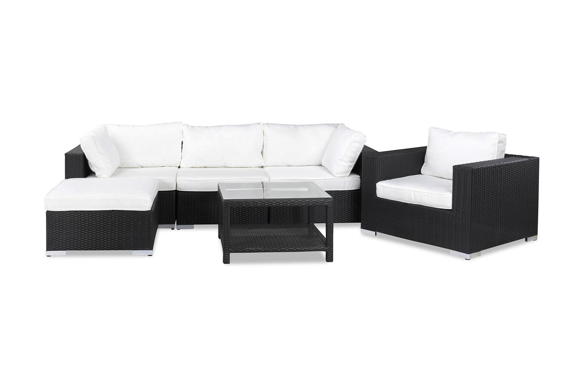 BAHAMAS Loungesoffa Utomhus Utomhus 3-sits + Bord 75 + Fåtölj Svart ...