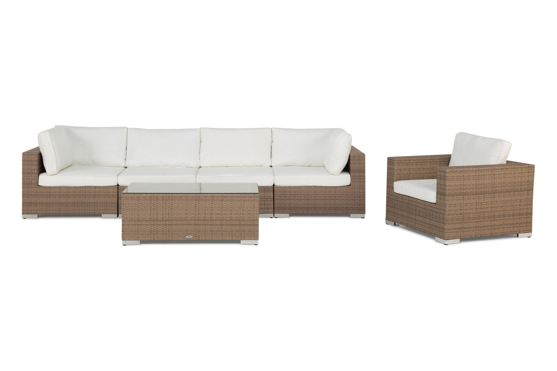 BAHAMAS Loungesoffa Utomhus Utomhus 4-sits + Bord + Fåtölj Sand ...